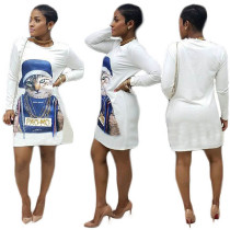 Casual Cat Head Print Club Dress