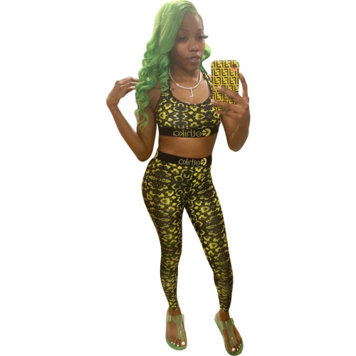 Casual Splicing Letter Print Vest Pant Set