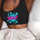 Casual Sports Graphic Print Vest Top