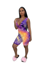 Casual Gradient Zipper Vest Romper