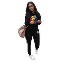 Casual Offset Lips Pant Set