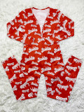 Casual Long Sleeve Pattern Print Loungewear Jumpsuit