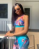 Sexy Print Vest Shorts Sports Set