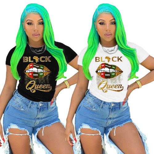 Casual Letter 0 Neck T-shirt