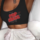 Casual Sports Graphic Print Vest Top