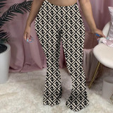 Printed Pleated Slit Micro Flared Sweatpants