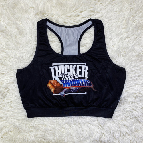 Casual Sports Graphic Print Vest Top
