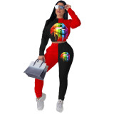 Casual Print Lips 2 Pcs Outfits
