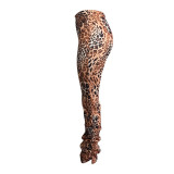 Casual Print Leopard Pants