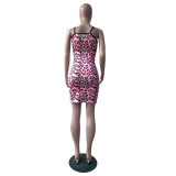 Sexy Straps Animal Print Mini Dress