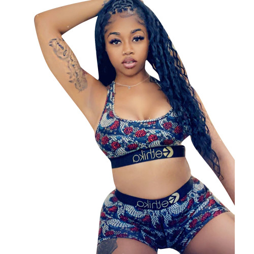Vest Shorts Printed Shorts Set