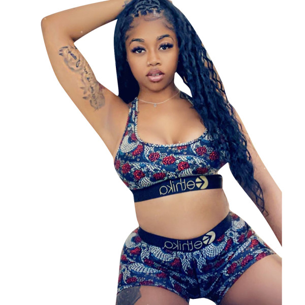 Vest Shorts Printed Shorts Set