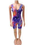 Casual Gradient Zipper Vest Romper
