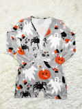 Halloween Pattern Print Shorts Loungewear Romper