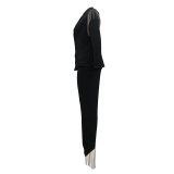 Tassels Decor Long Sleeve Blazer & Pants