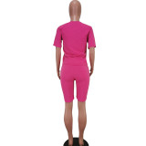 Casual Letters Sports Short Set with Pocket