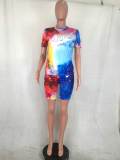 Casual Letter Print Short Sleeve Two Piece Outfits