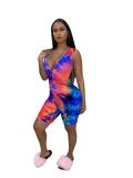 Casual Gradient Zipper Vest Romper