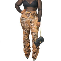 Casual Print Leopard Pants