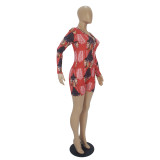 Casual Pattern Print Loungewear Shorts Jumpsuit