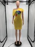 Plus Size V-Neck Lip Print Dress