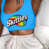 Casual Sports Graphic Print Vest Top