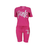 Casual Letters Sports Short Set with Pocket