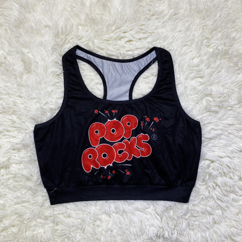 Casual Sports Graphic Print Vest Top