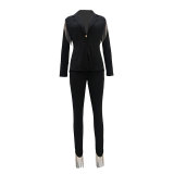 Tassels Decor Long Sleeve Blazer & Pants