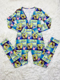 Casual Long Sleeve Pattern Print Loungewear Jumpsuit