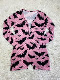 Halloween Pattern Print Shorts Loungewear Romper