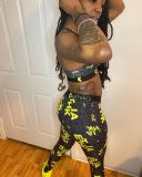 Casual Print Letter Vest Crop Top and Shorts