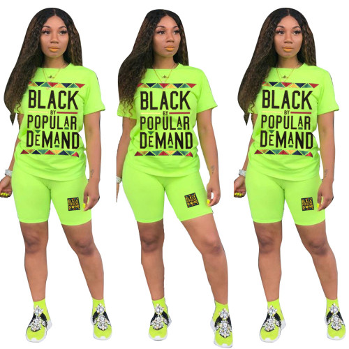 Casual Letter Printed Shorts Set