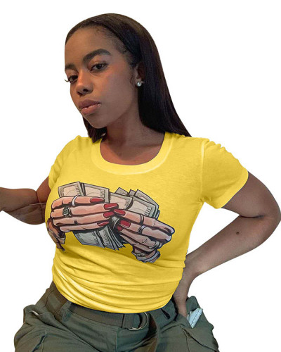 Polyester O Neck Short Sleeve Character Slim fit Solid Tees & T-shirts