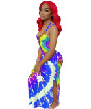 Casual Straps Tie-dye Printed Maxi Dress
