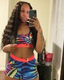 Printed Letters Vest Short Set