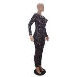 Casual Long Sleeve Pattern Print Loungewear Jumpsuit