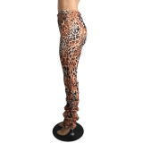Casual Print Leopard Pants