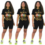 Casual Letter Shorts Set
