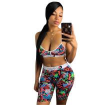 Camouflage Cartoon Sports Straps Pants Set