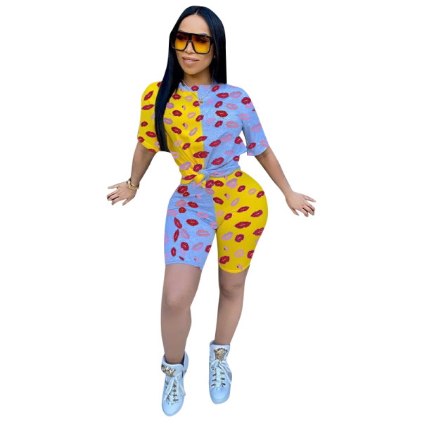Casual Colorblock Lip Pattern 2PCS Set