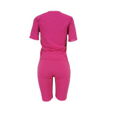 Casual Letters Sports Short Set with Pocket