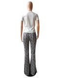 Printed Pleated Slit Micro Flared Sweatpants