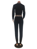 Casual Women's Zip Print Blouse and Trousers