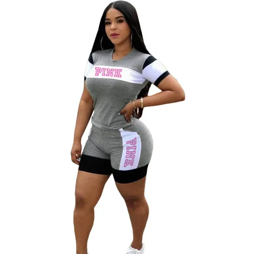 Casual Contrast Color Stitching Sports Shorts Set