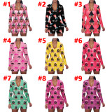 Casual Pattern Print Loungewear Shorts Jumpsuit