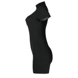 Solid Color High Neck Zipper Activewear Romper