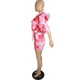 Casual Printed Camouflage Two-piece Set