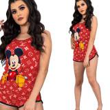 Casual Letter Print Shorts Set