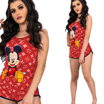 Casual Letter Print Shorts Set